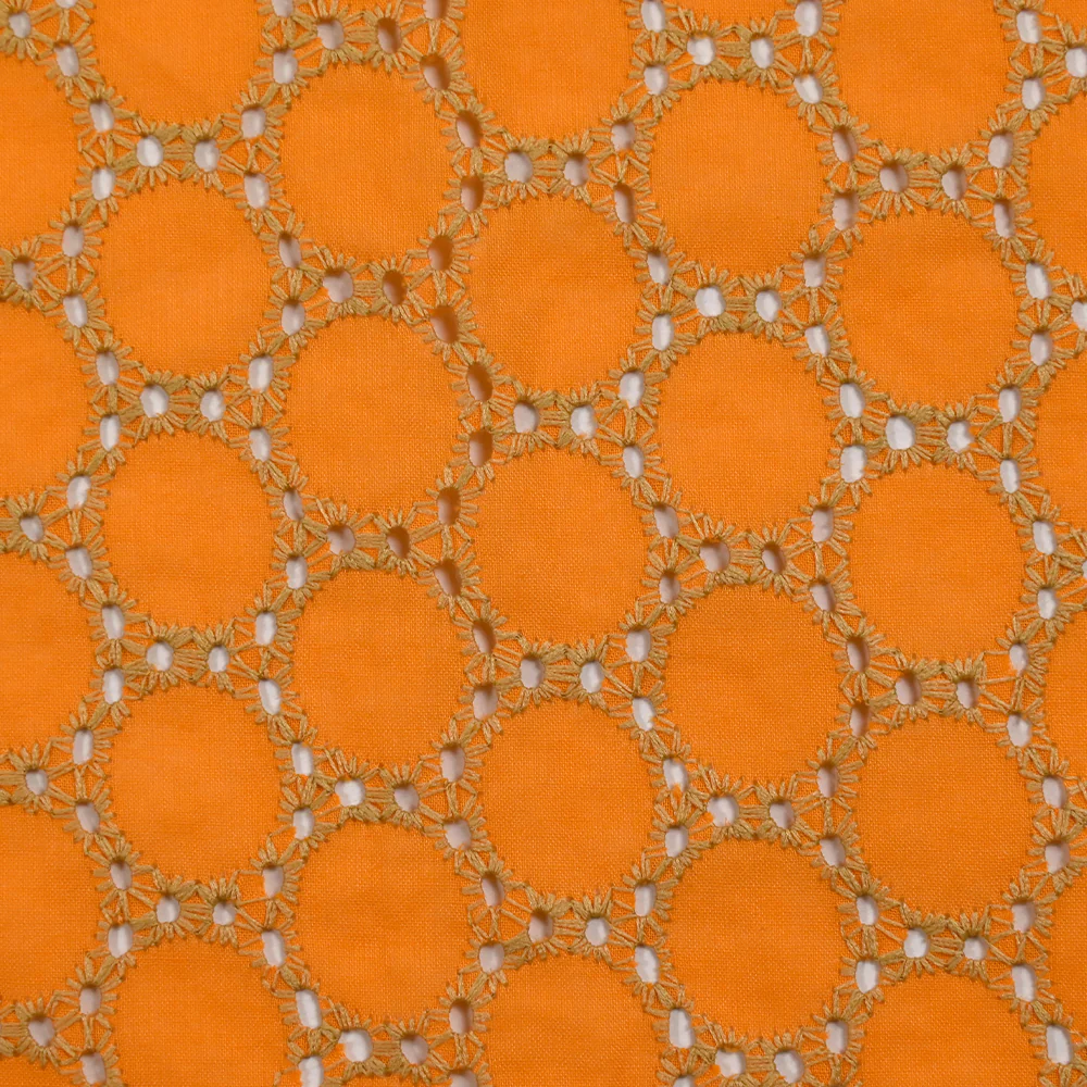 Broderie anglaise festonnée beige Aurélia fond orange - Image 4