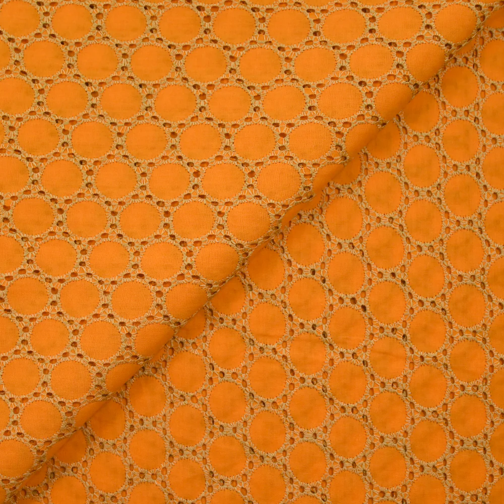 Broderie anglaise festonnée beige Aurélia fond orange - Image 5