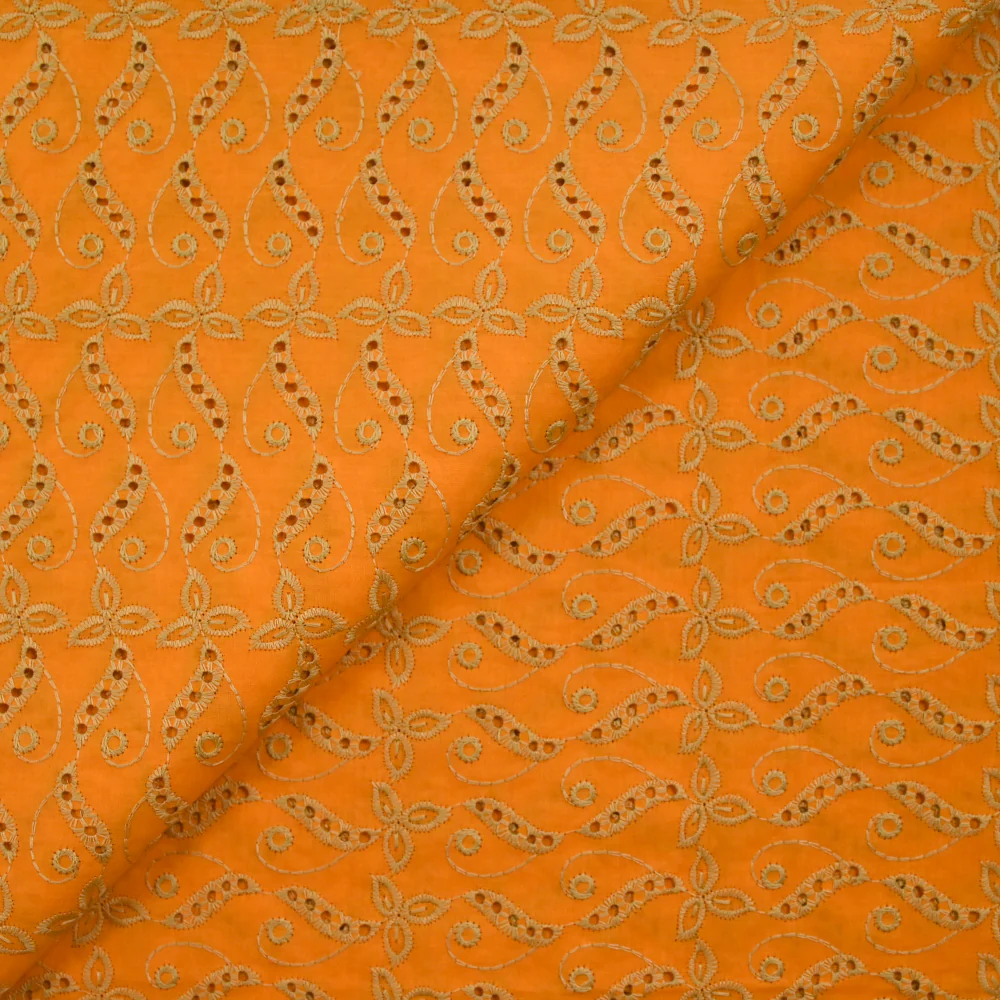 Broderie anglaise festonnée beige Éléonore fond orange - Image 5