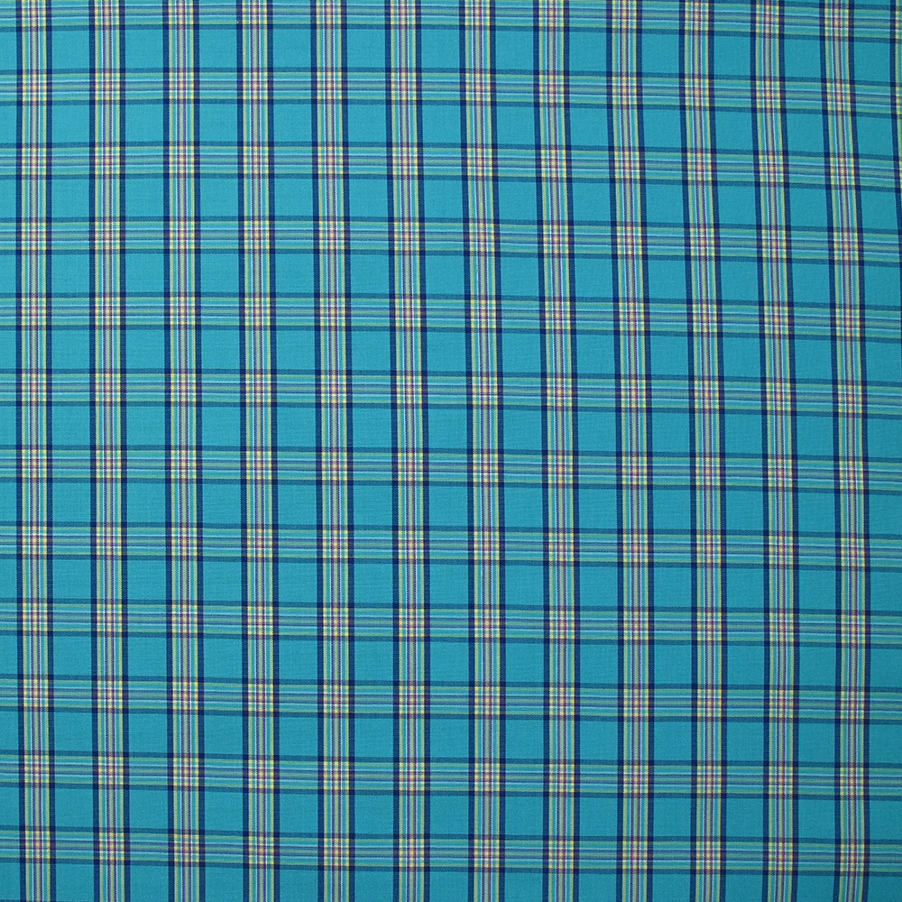 Coton chemise à carreaux fond turquoise - Image 4