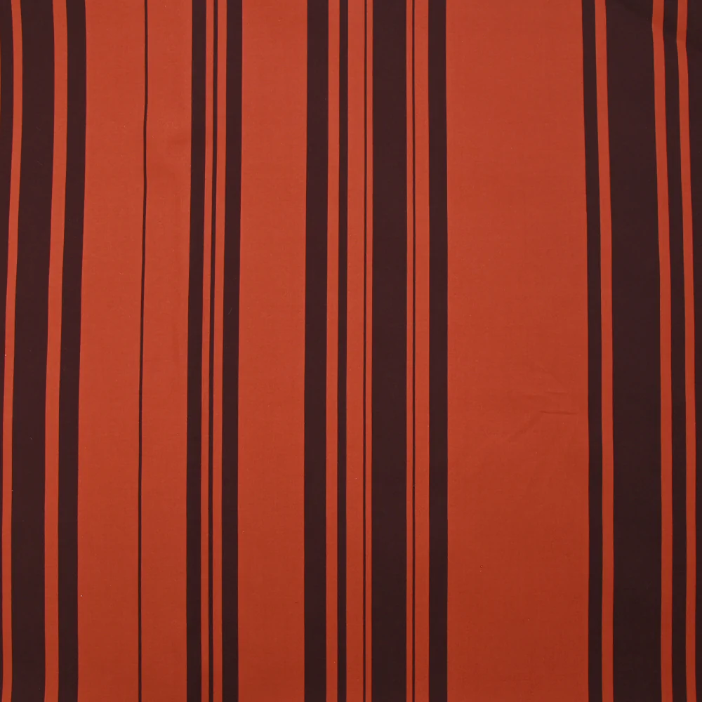 Coton fin imprimé rayures rouge orangé et marron - Image 4