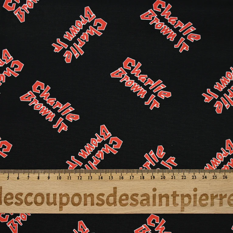Coton imprimé Charlie rouge fond noir - Image 3