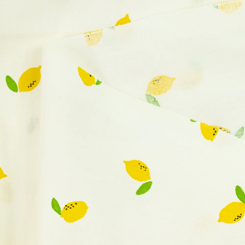 Coton imprimé citron jaune fond blanc - Image 5