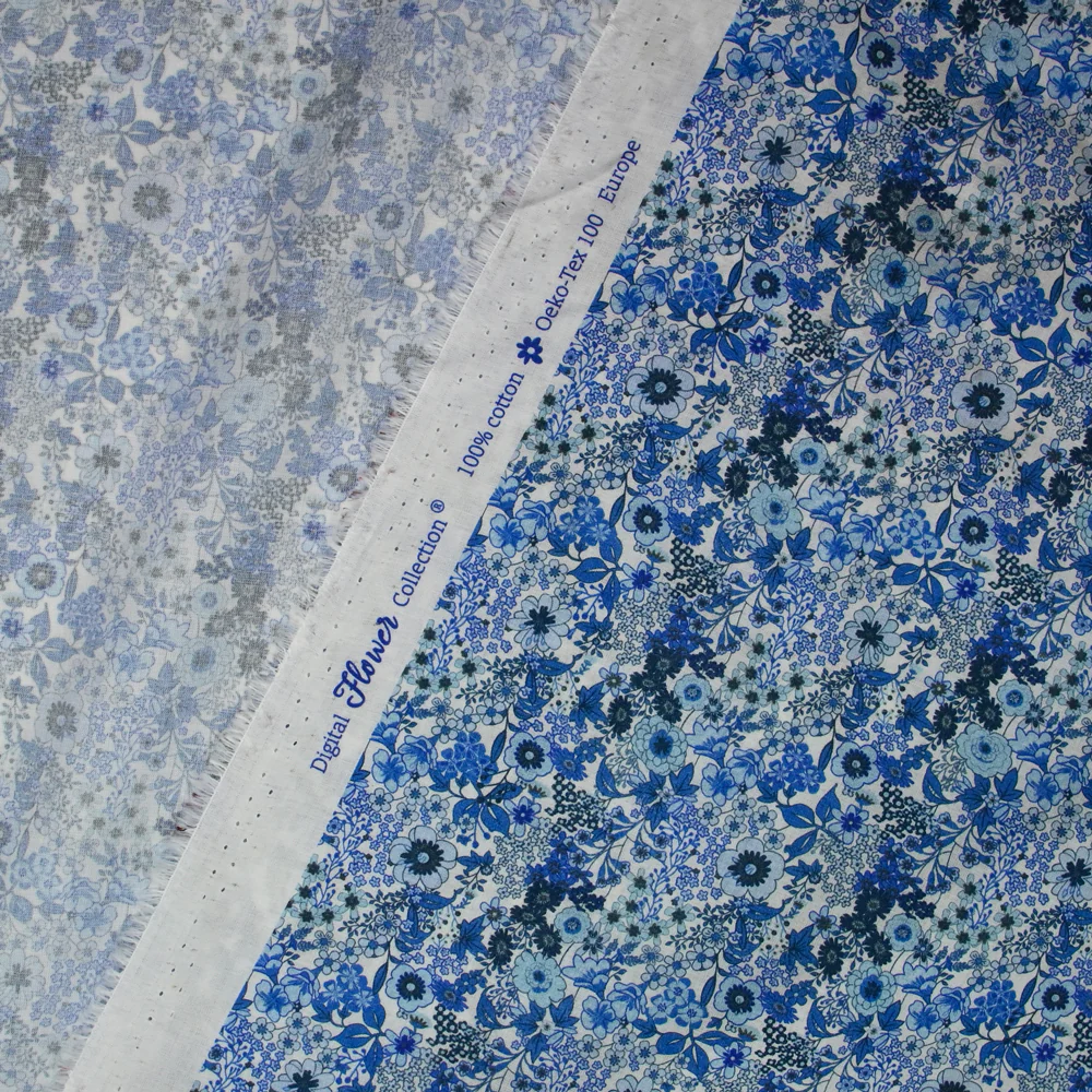 Coton imprimé Matilde fleurs bleu au mètre - Image 5