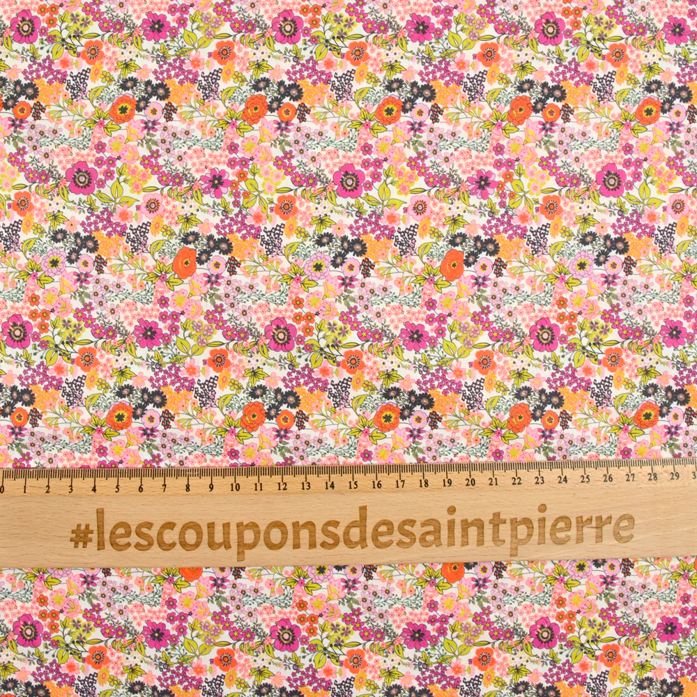 Coton imprimé Matilde fleurs orange et fuchsia au mètre - Image 6