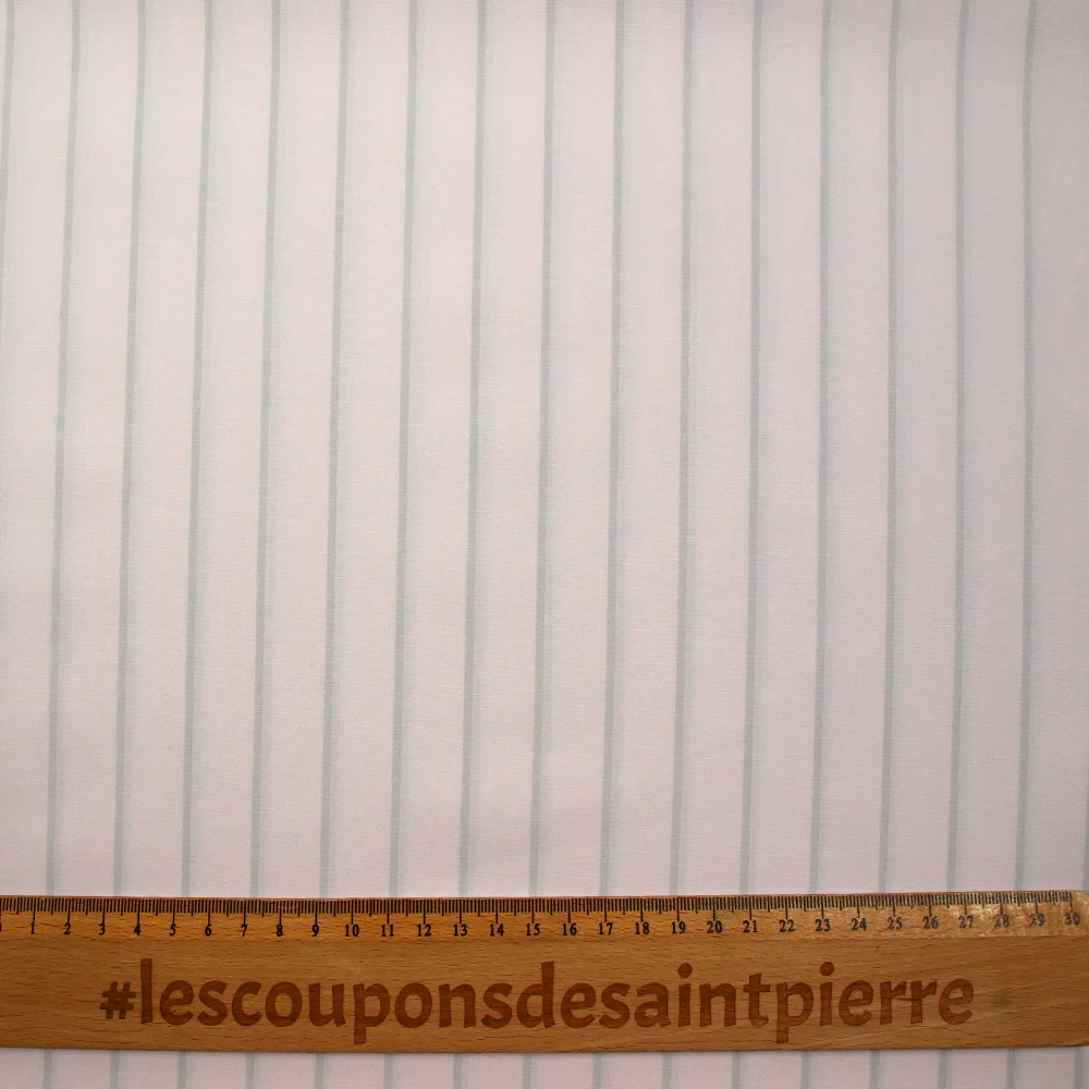 Coton imprimé rayé gris fond rose pâle - Image 4