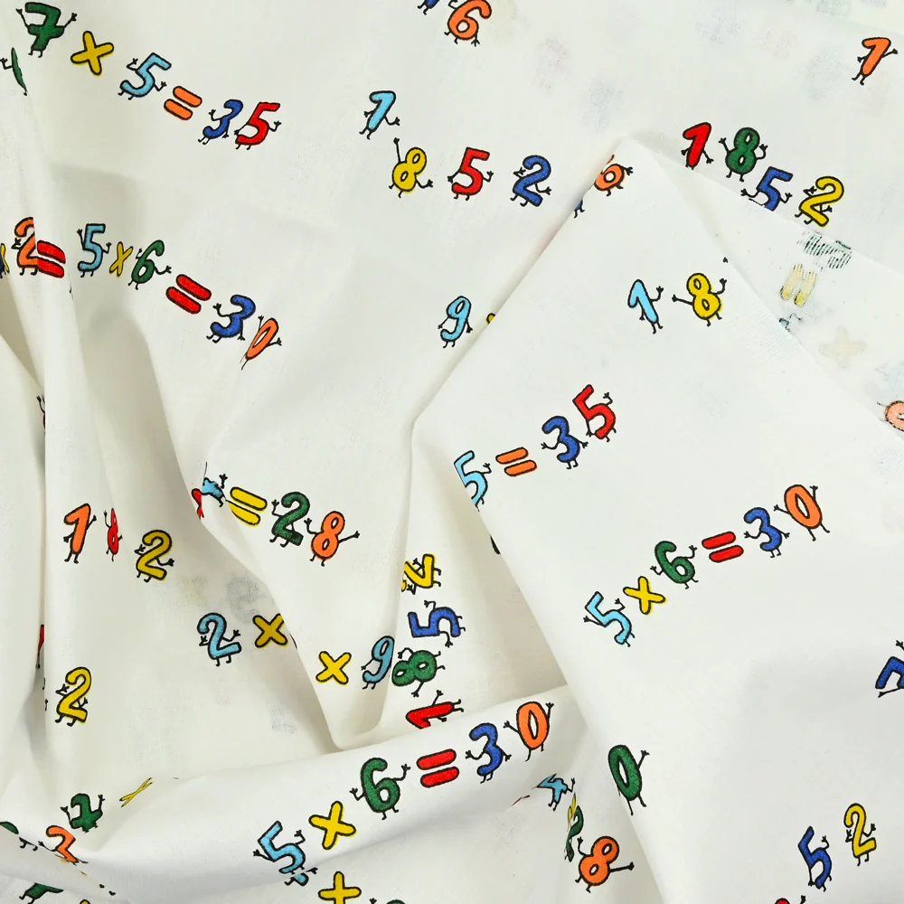 Coton imprimé table de multiplication fond blanc - Image 4