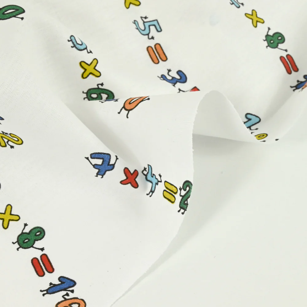 Coton imprimé table de multiplication fond blanc - Image 5