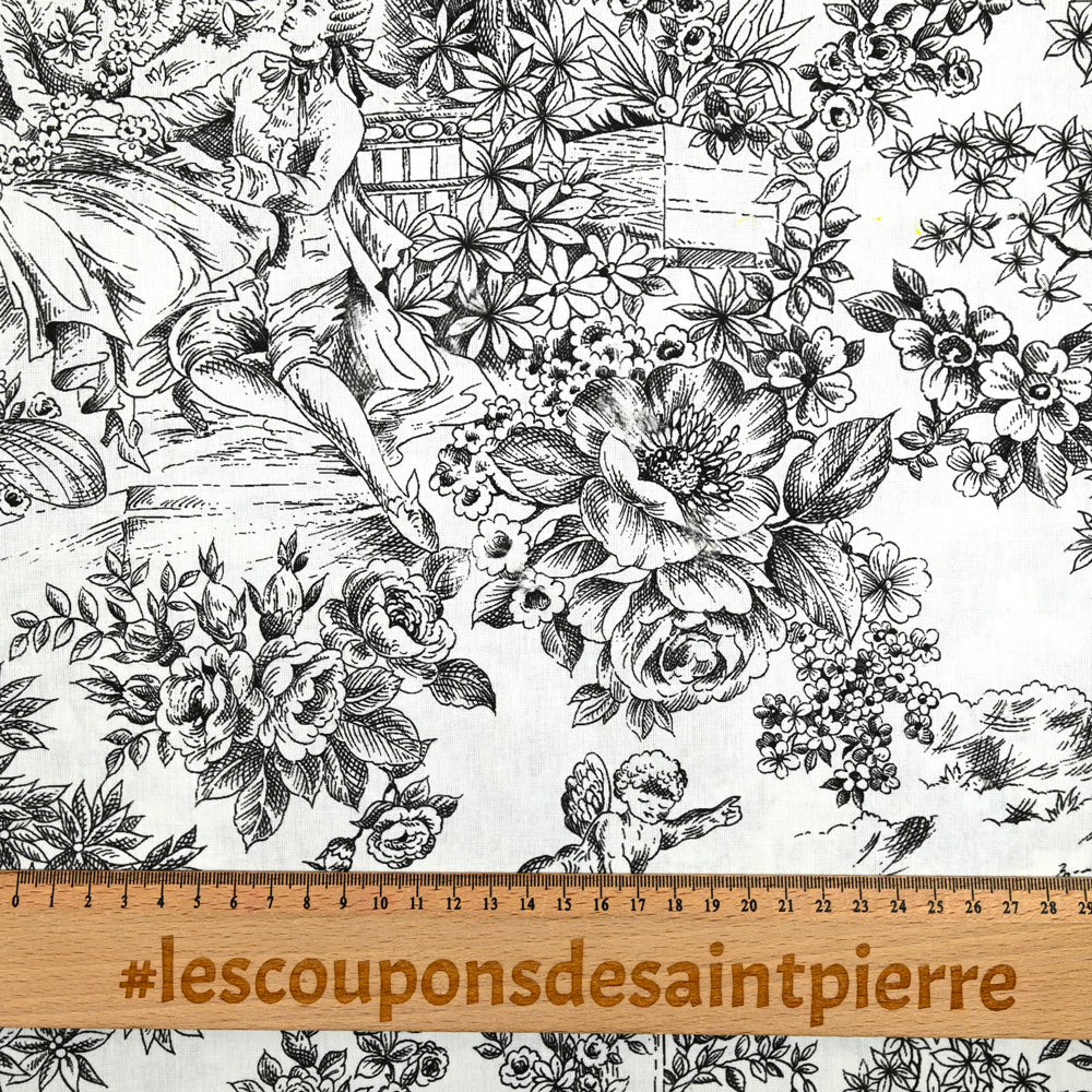 Coton imprimé toile de jouy noir - Image 3