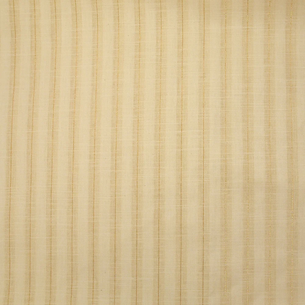 Coton lin rayé Lurex doré fond crème brûlée - Image 4