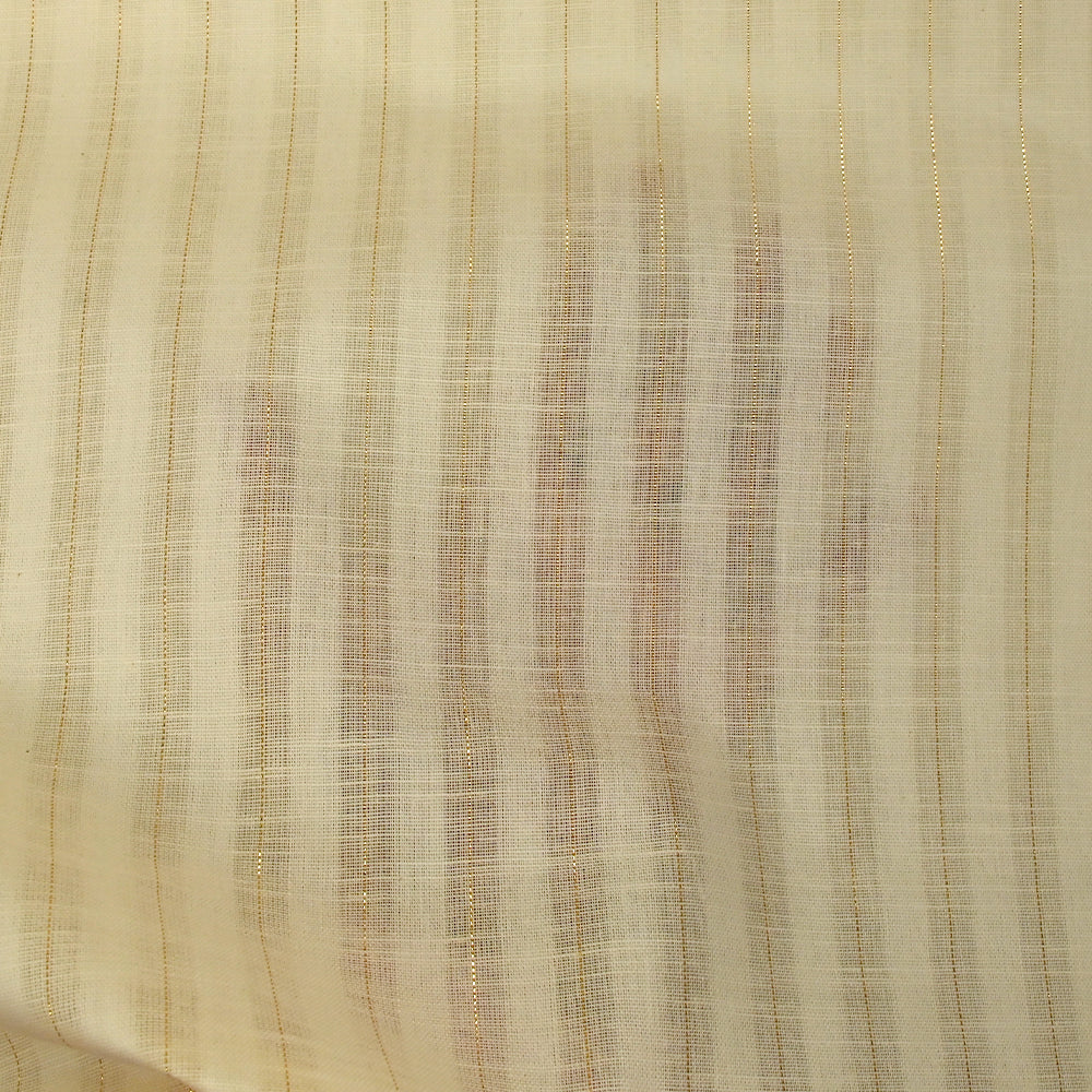 Coton lin rayé Lurex doré fond crème brûlée - Image 7