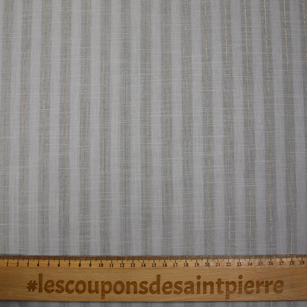 Coton lin rayé Lurex doré fond gris - Image 3