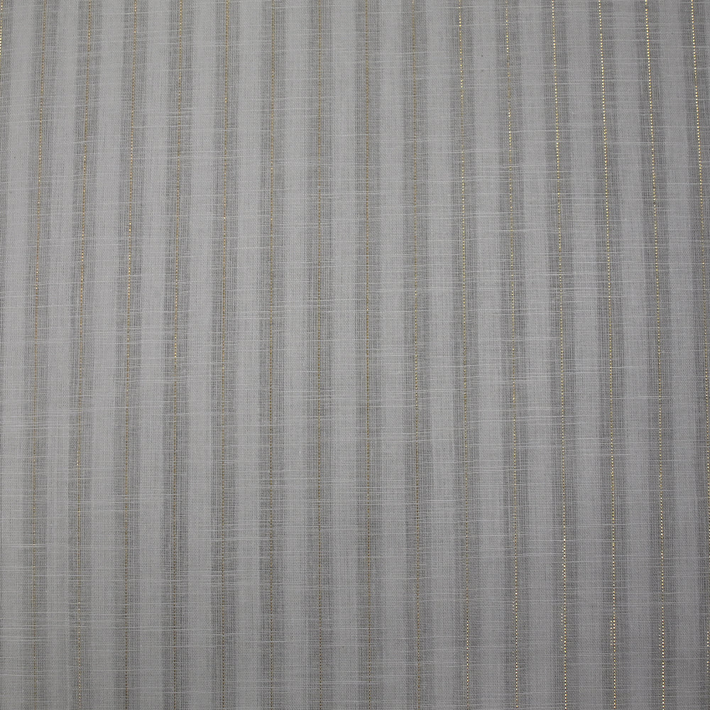 Coton lin rayé Lurex doré fond gris - Image 4