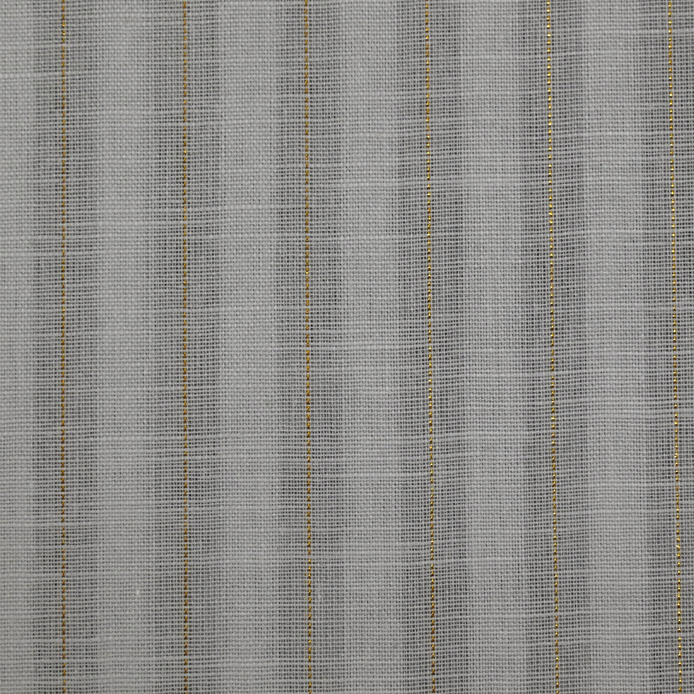 Coton lin rayé Lurex doré fond gris - Image 5