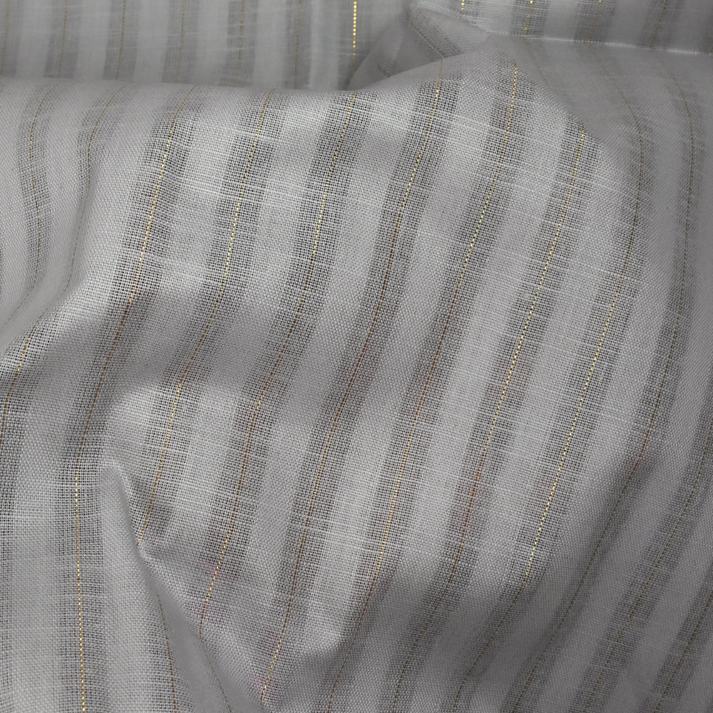 Coton lin rayé Lurex doré fond gris - Image 7