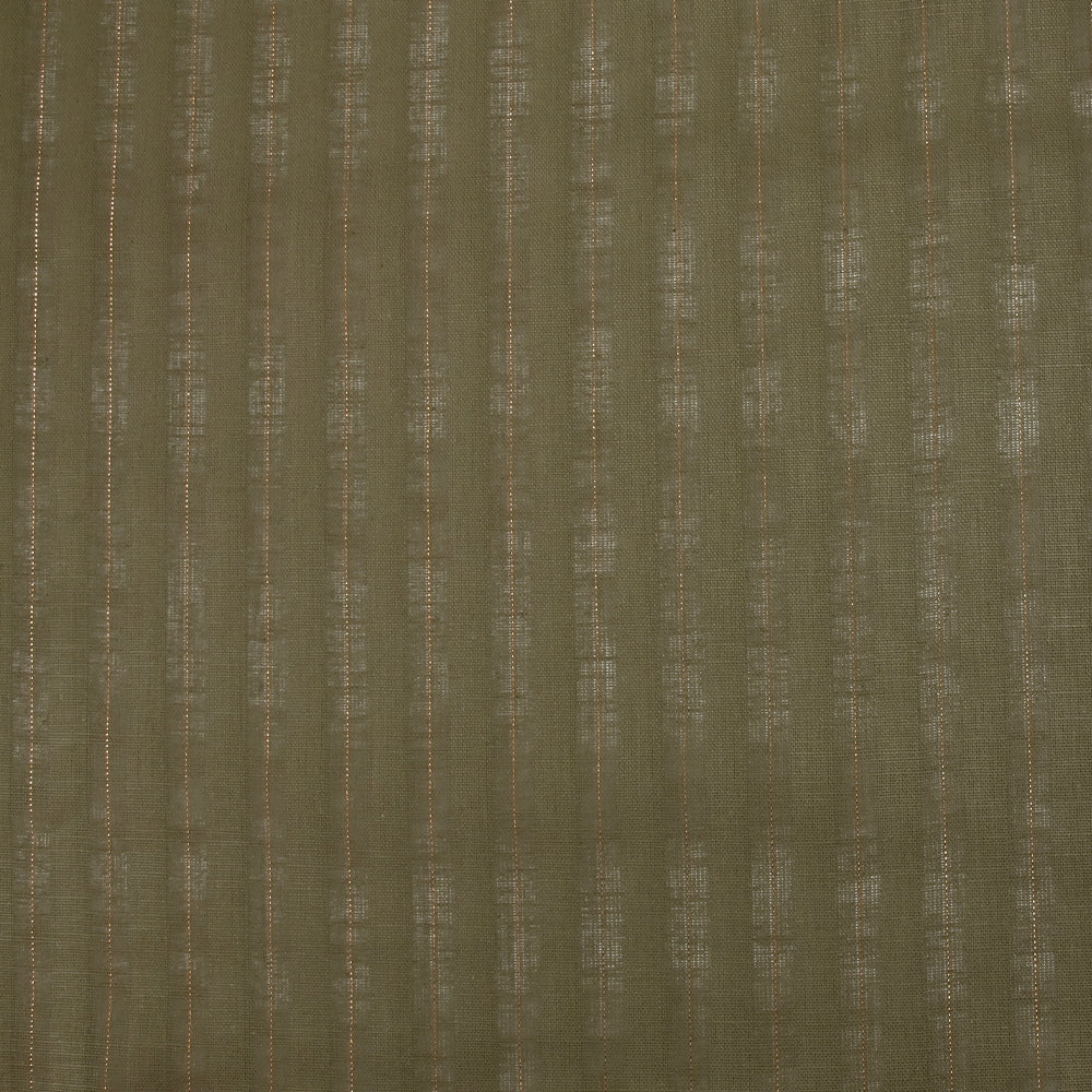 Coton lin rayé Lurex doré fond kaki - Image 7