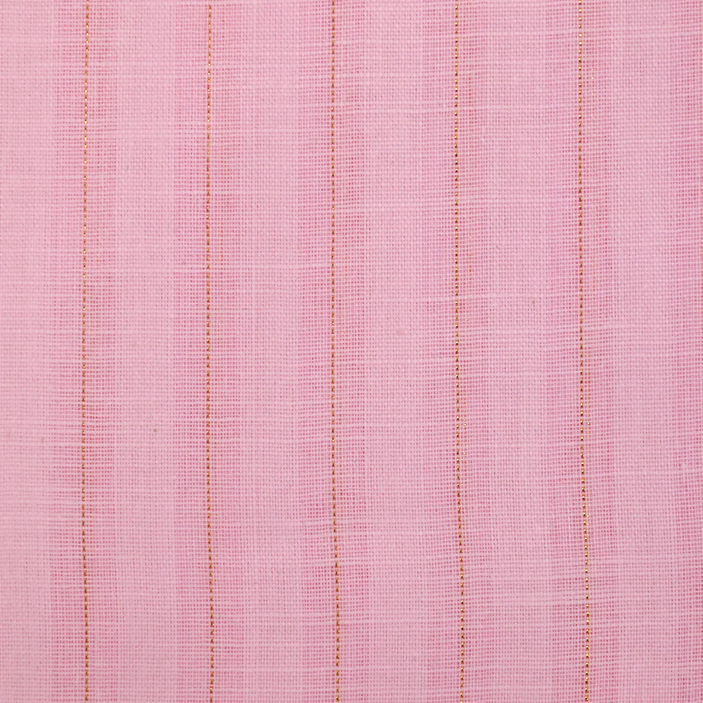 Coton lin rayé Lurex doré fond rose layette - Image 5