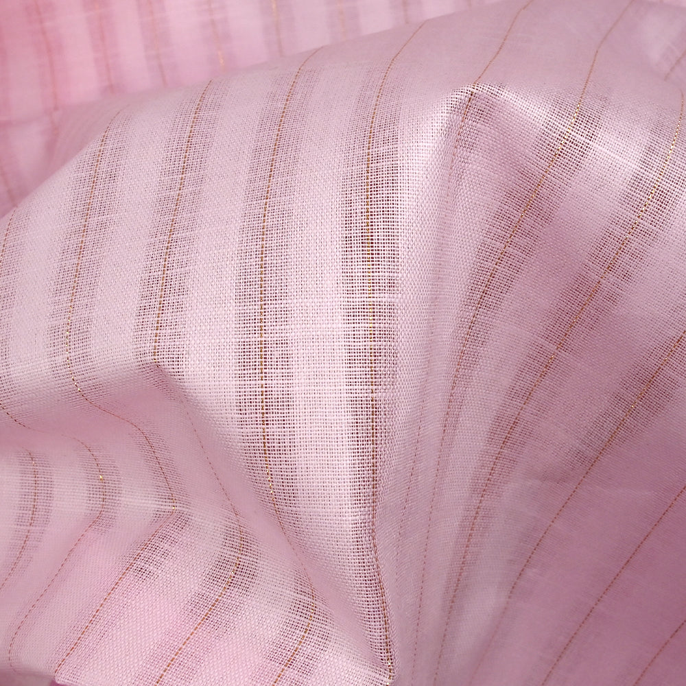 Coton lin rayé Lurex doré fond rose layette - Image 7