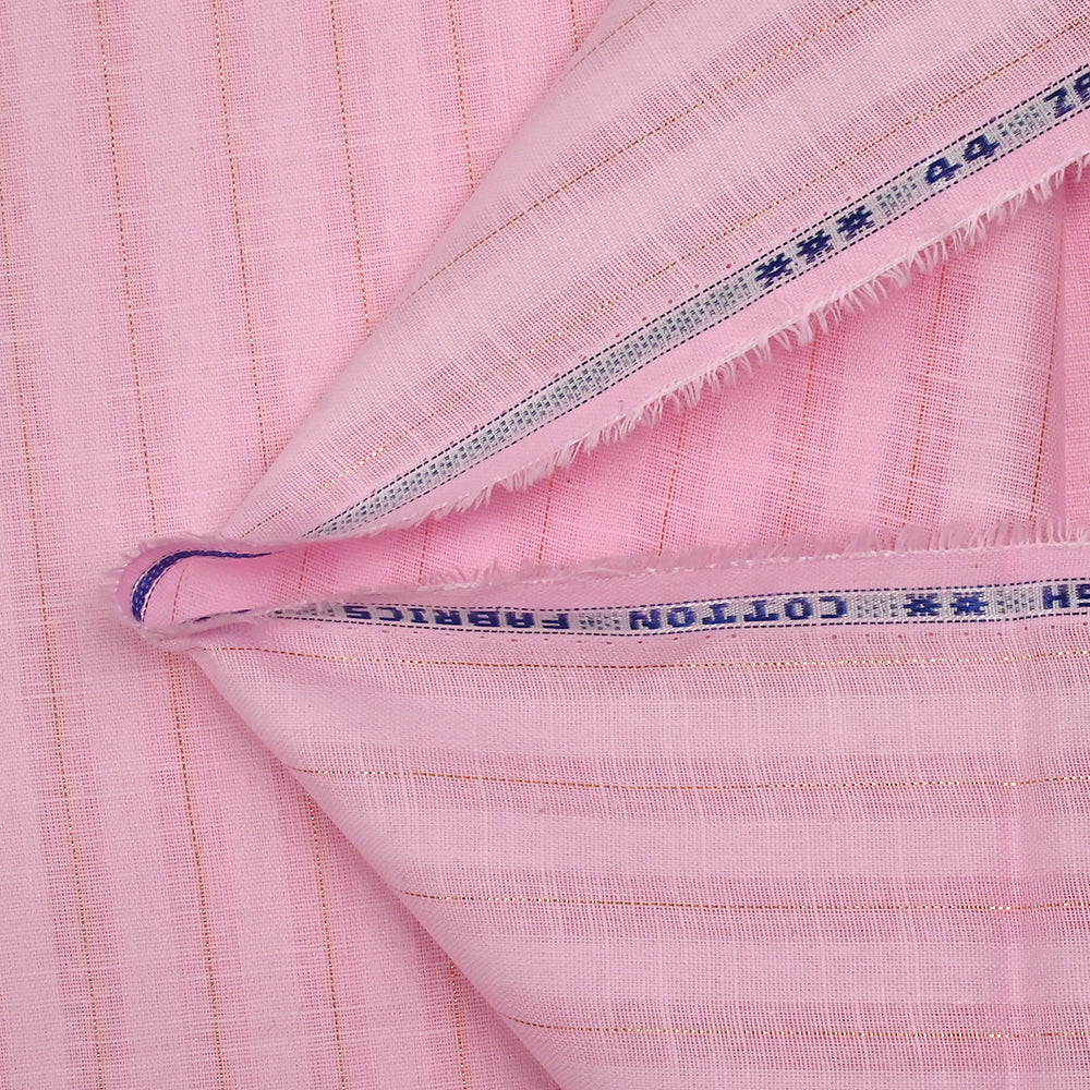 Coton lin rayé Lurex doré fond rose layette - Image 8