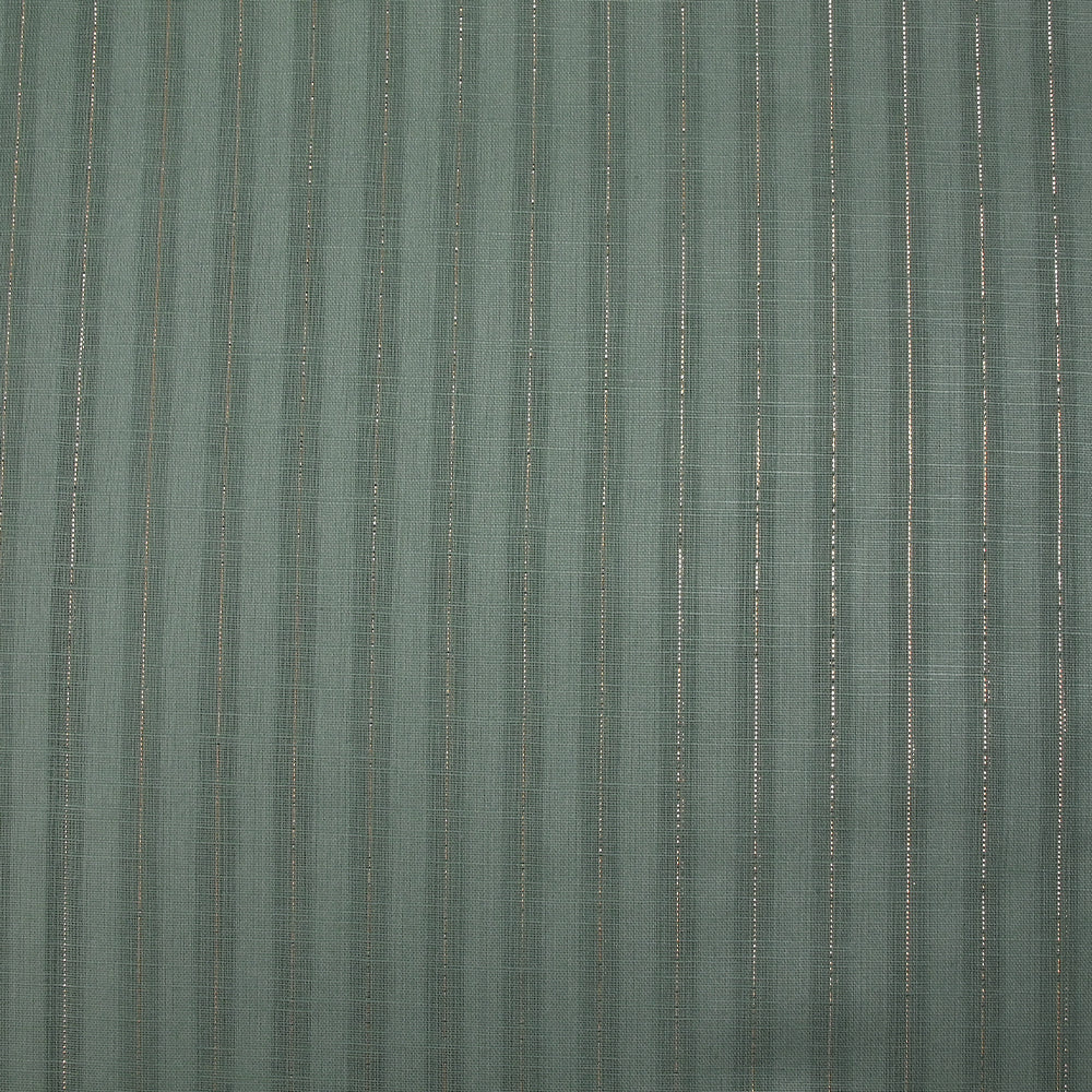 Coton lin rayé Lurex doré fond vert jade foncé - Image 4