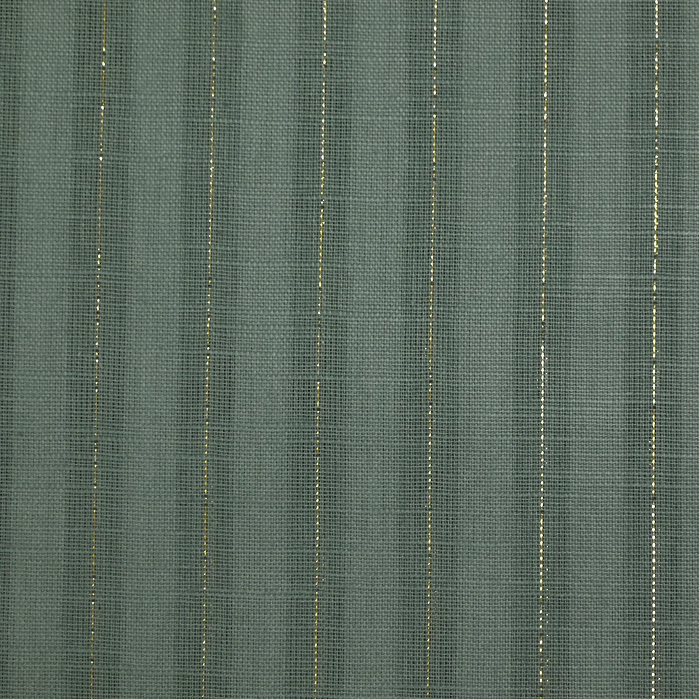 Coton lin rayé Lurex doré fond vert jade foncé - Image 5