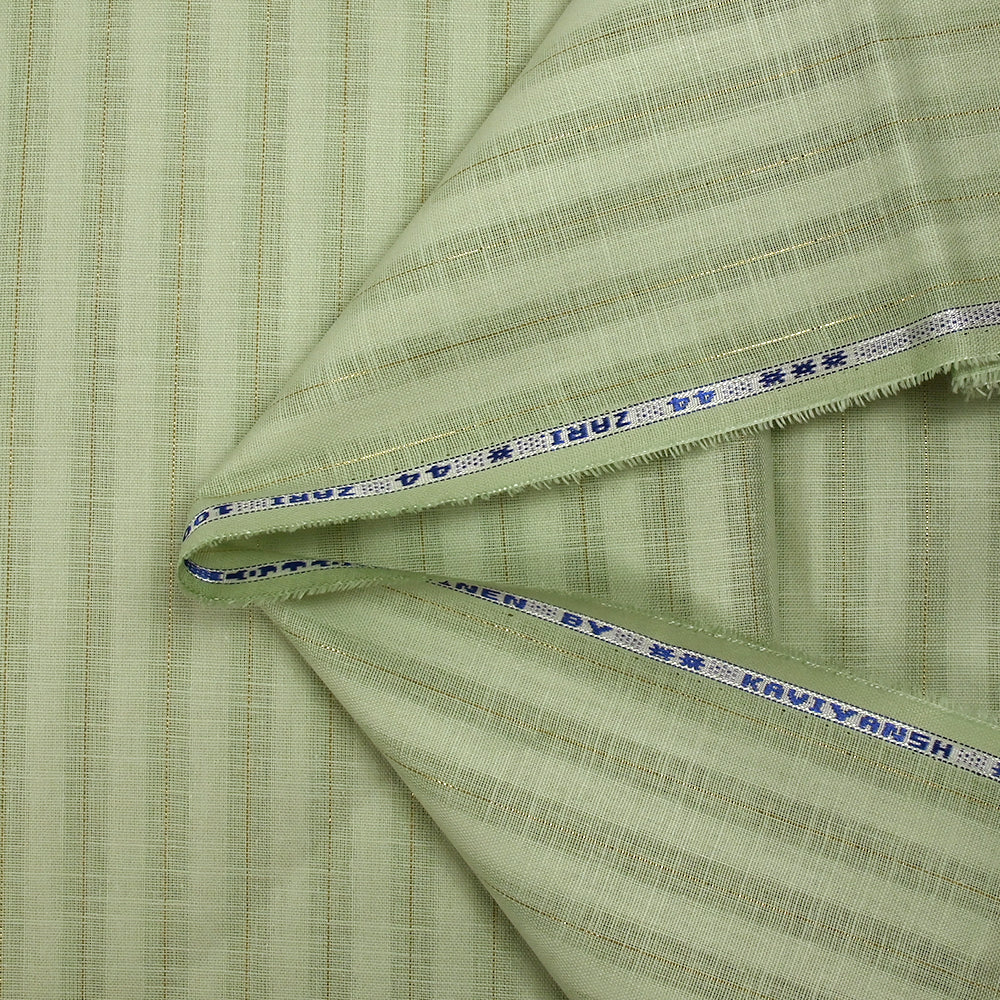 Coton lin rayé Lurex doré fond vert pastel - Image 8