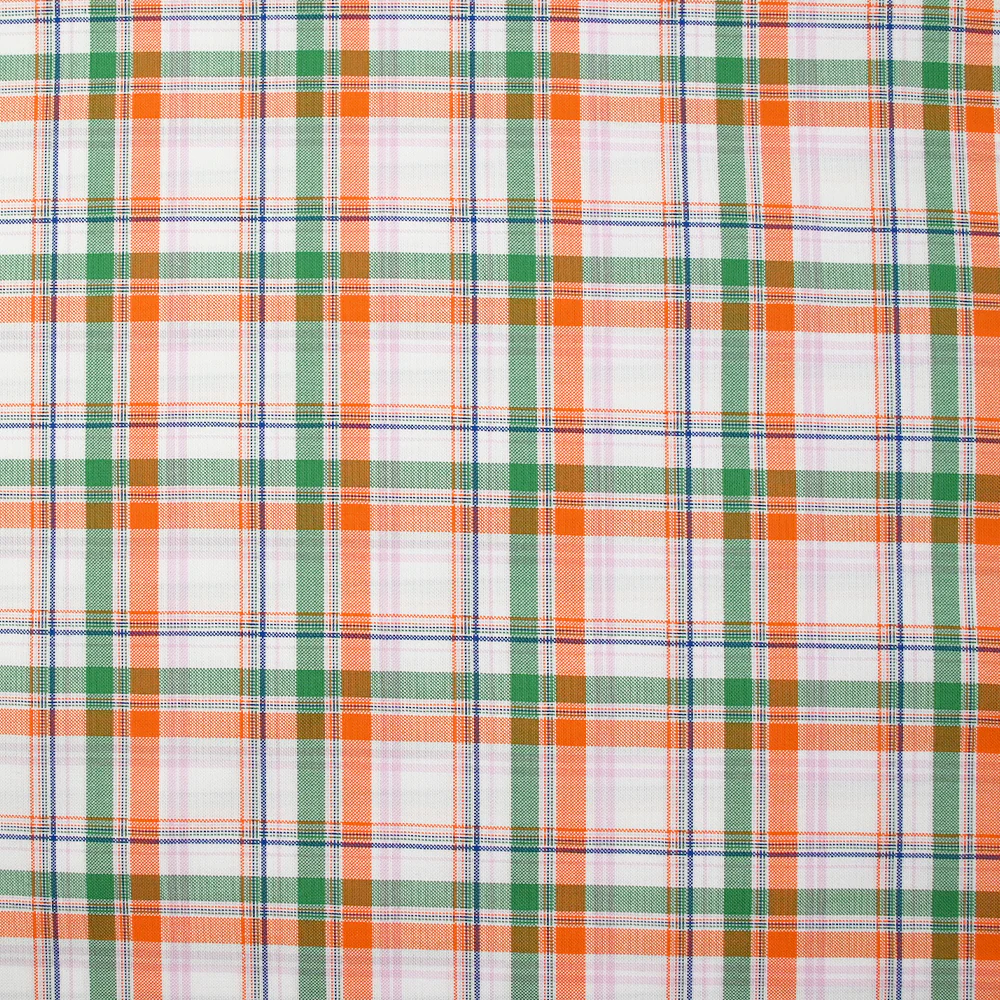 Coton tissé-teint Rowan vert et orange fond blanc - Image 4