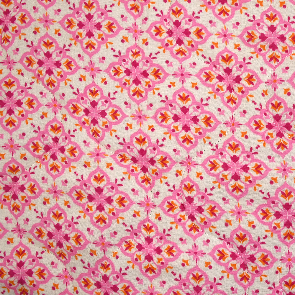 Double gaze matelassée double face Varanasi fond blanc cassé au mètre - Image 4