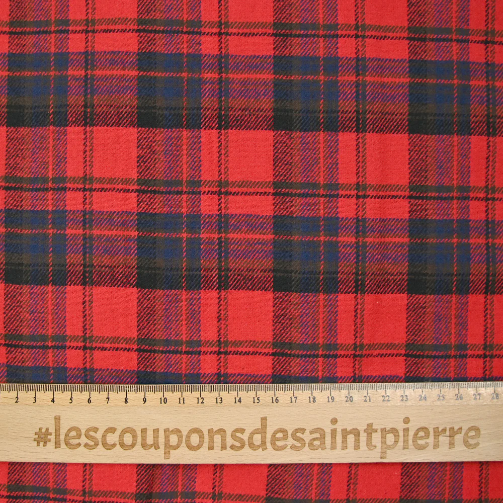 Flanelle de coton à carreaux Arthur rouge - Image 3