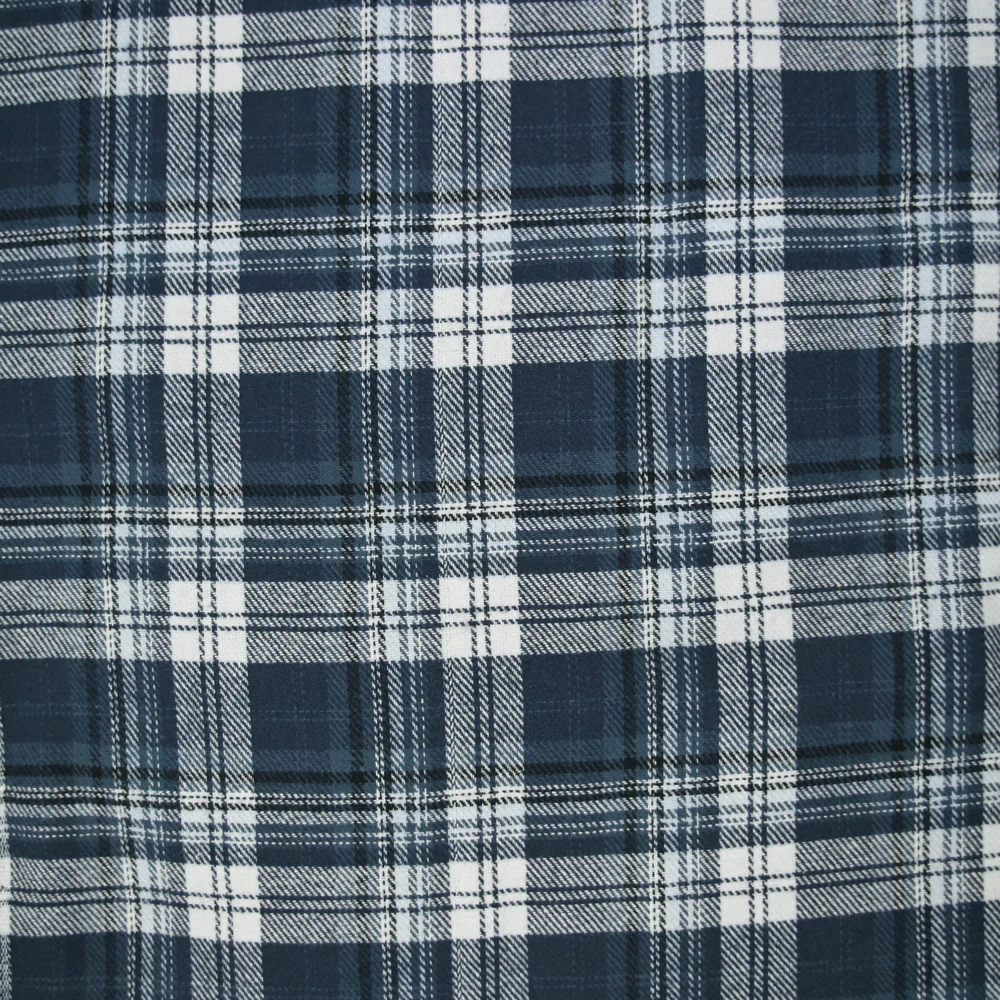 Flanelle de coton à carreaux Victor bleu jean's - Image 4