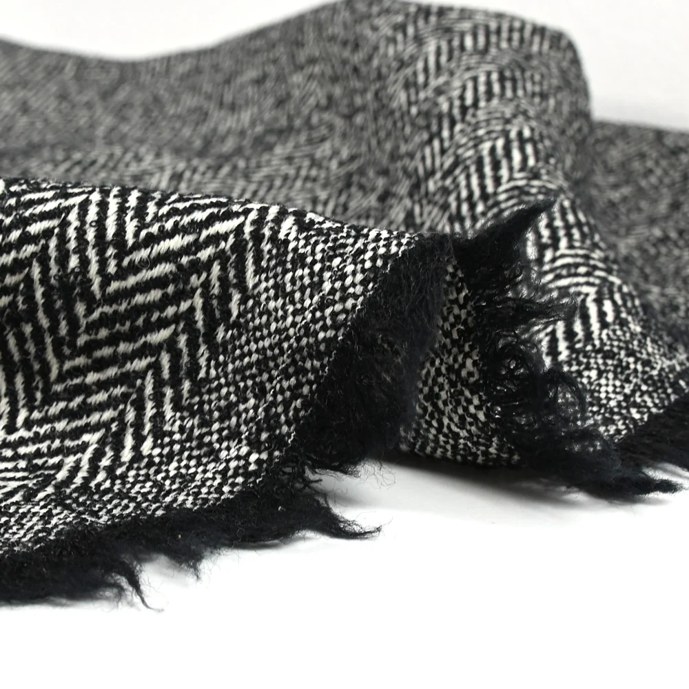 Laine mélangée chevron noir et blanc - Image 5