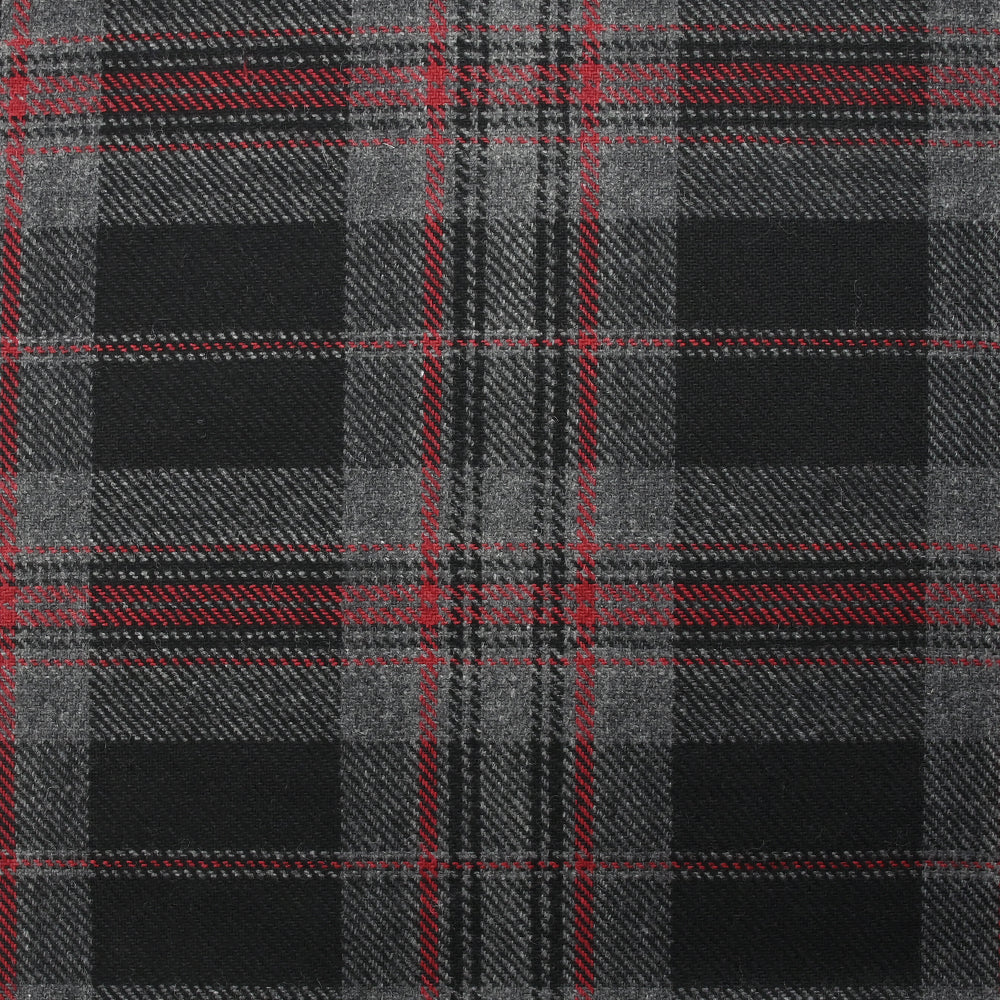 Laine mélangée tartan rouge, gris et noir - Image 4