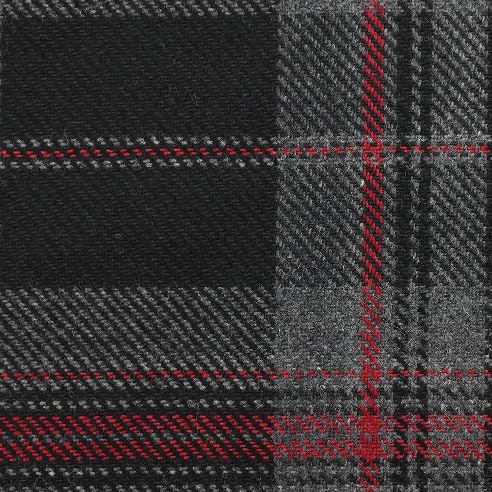 Laine mélangée tartan rouge, gris et noir - Image 5