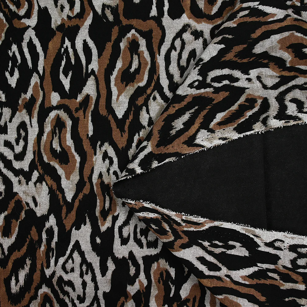 Maille Milano polyviscose écorce grise et marron fond noir - Image 4