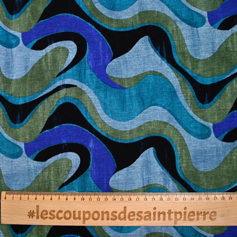 Maille Milano polyviscose mille vagues bleu - Image 3