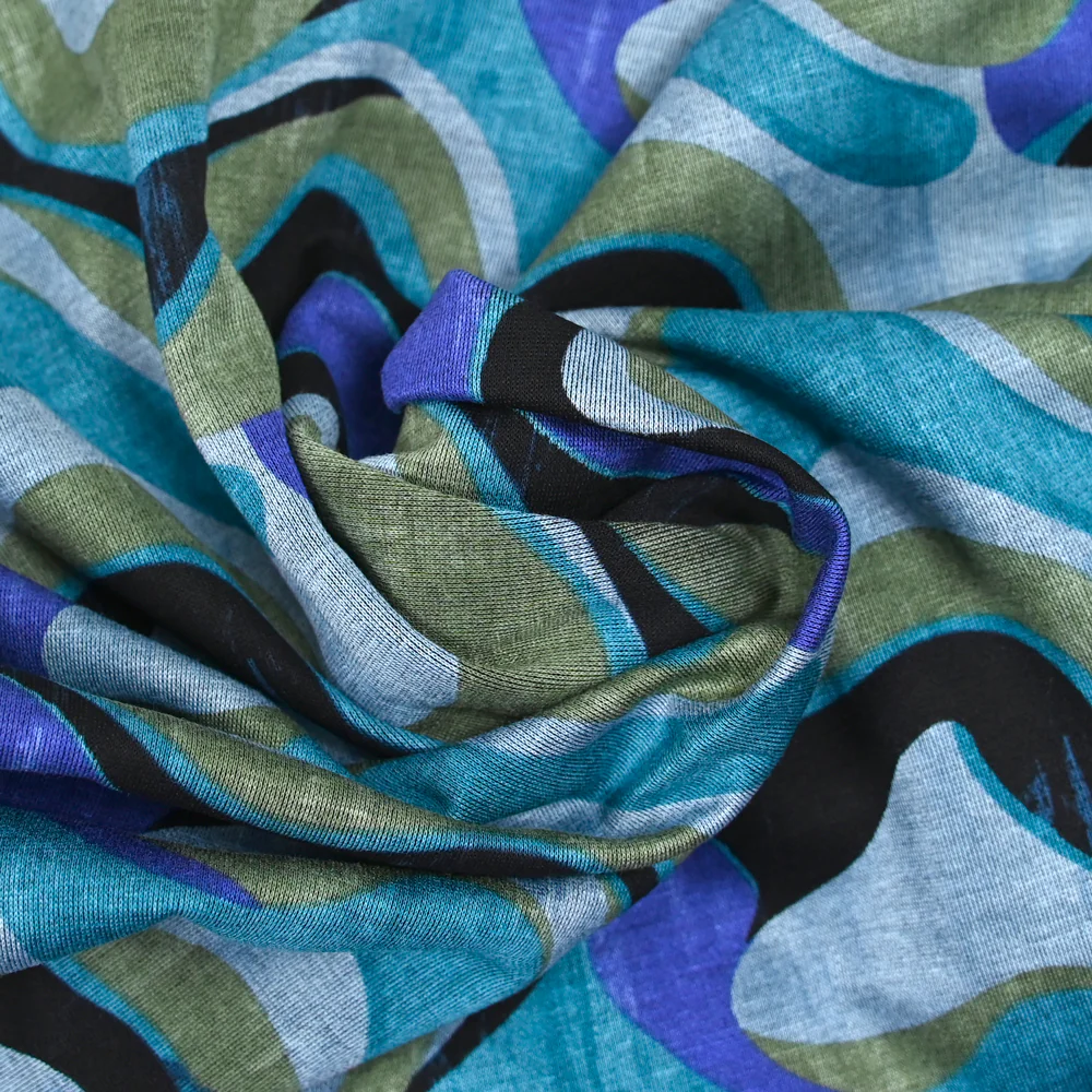 Maille Milano polyviscose mille vagues bleu - Image 4