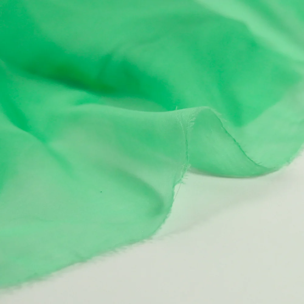 Mousseline 100% soie vert - Image 5