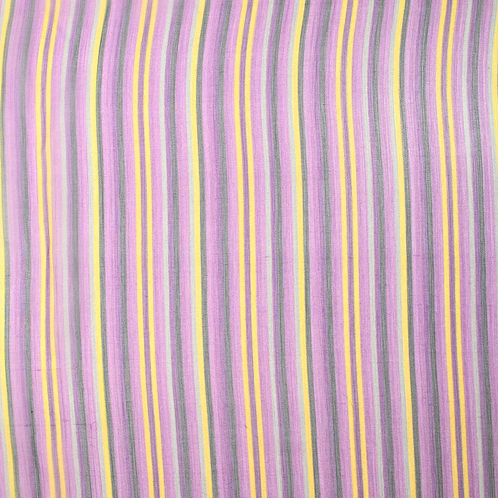 Mousseline crinkle 100% soie imprimée rayure violet et jaune - Image 4