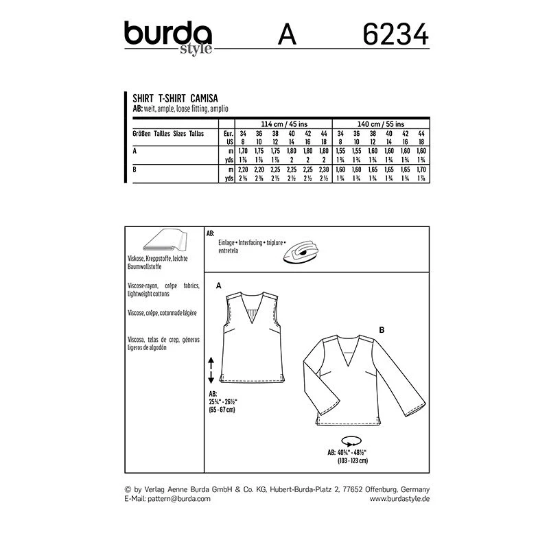 Patron Burda n°6234 : Blouse  top  encolure en V - Image 11