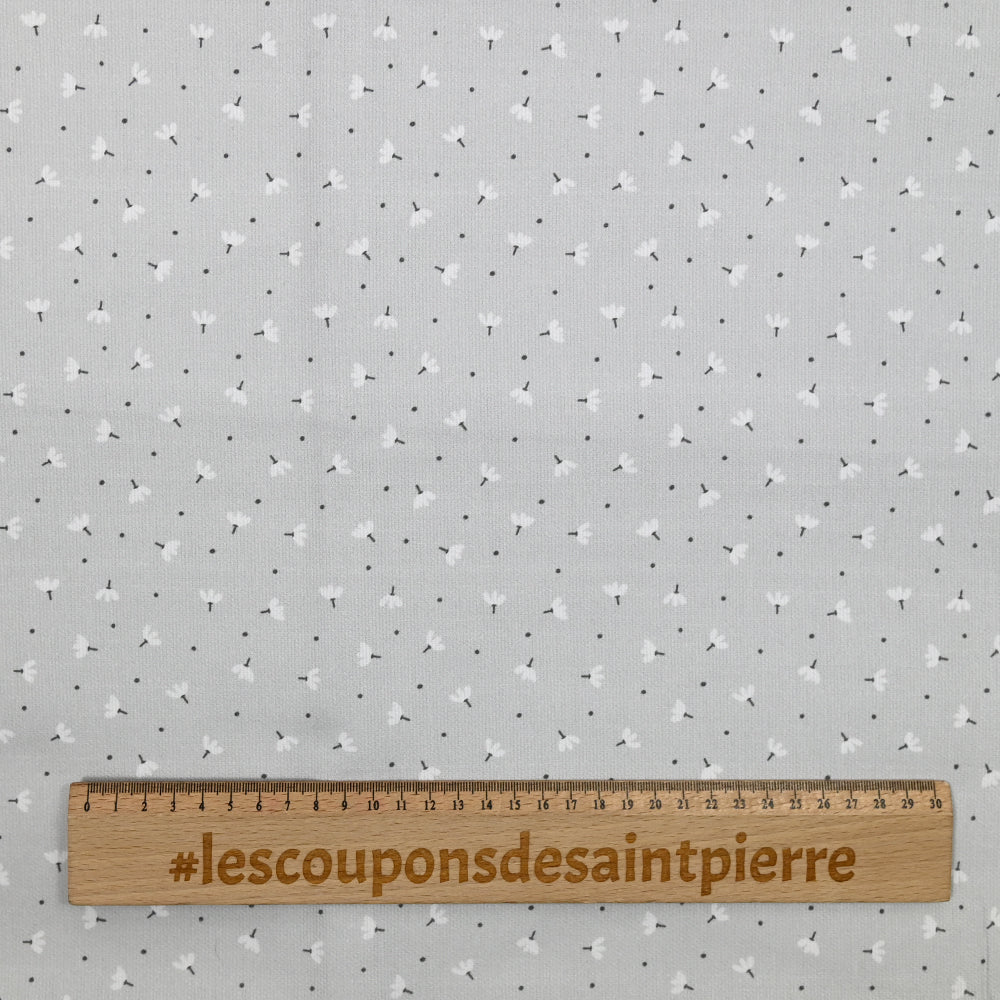 Piqué de coton imprimé pissenlit fond gris - Image 4