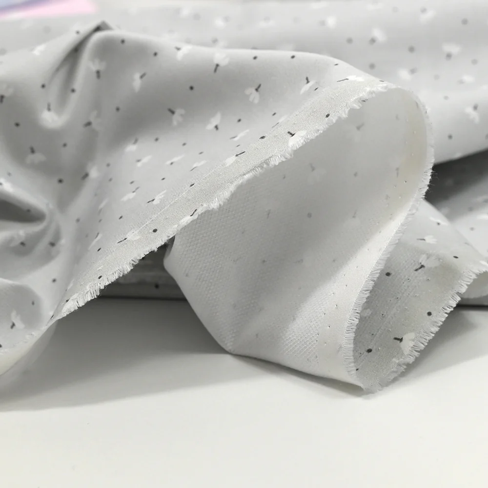 Piqué de coton imprimé pissenlit fond gris - Image 5