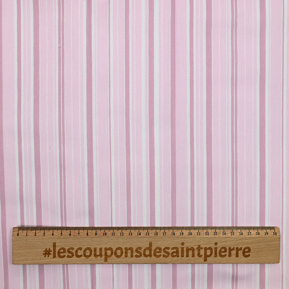 Piqué de coton imprimé Rayure fond rose clair - Image 4