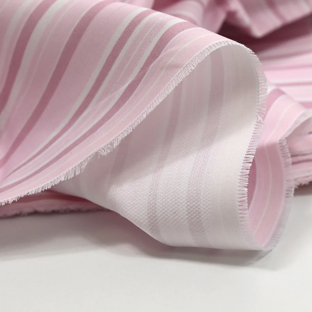 Piqué de coton imprimé Rayure fond rose clair - Image 5