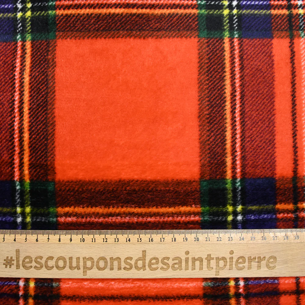 Polaire doudou imprimée tartan orange sanguine - Image 3