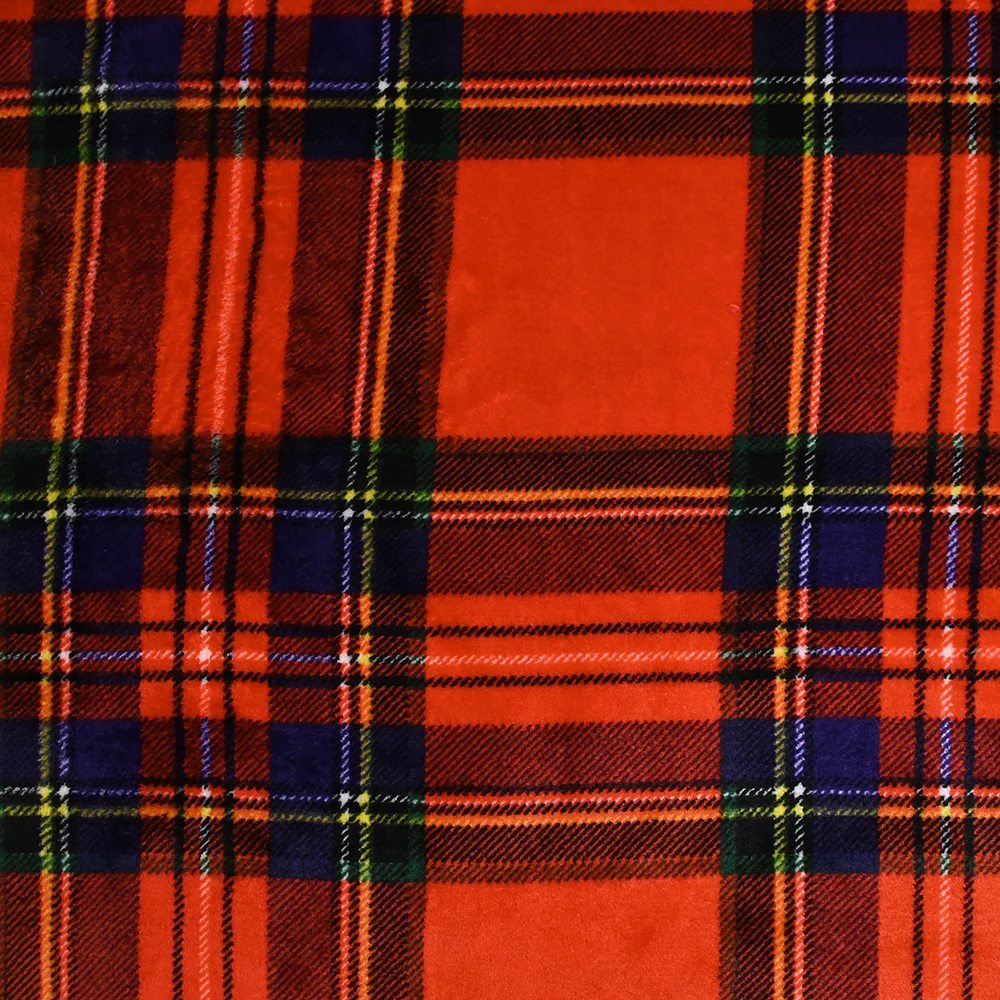 Polaire doudou imprimée tartan orange sanguine - Image 4