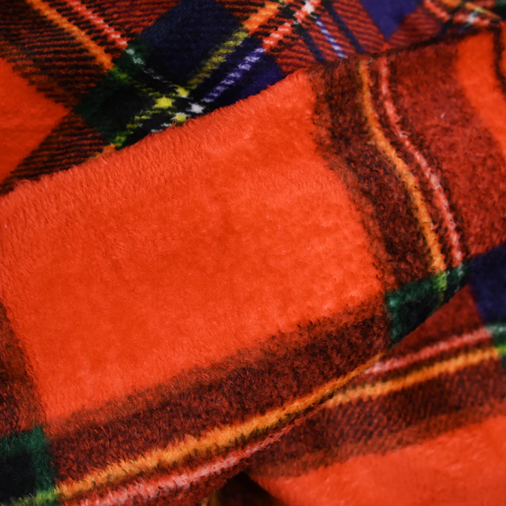 Polaire doudou imprimée tartan orange sanguine - Image 5