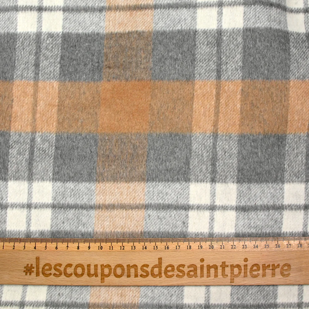 Polyester cardé à carreaux gris - Image 3