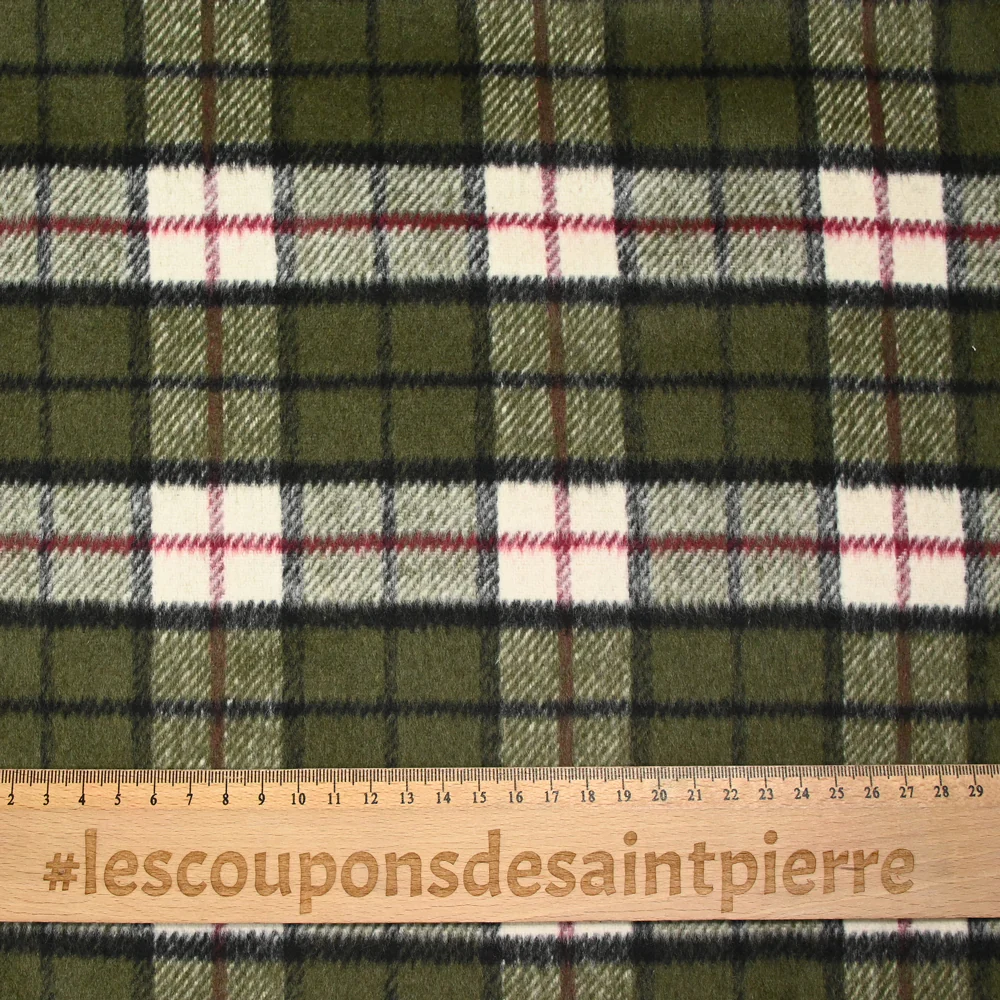 Polyester cardé à carreaux kaki - Image 3