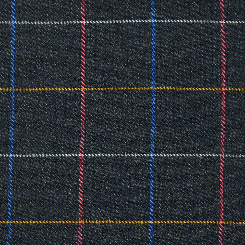 Polyviscose tissée-teinte à carreaux Nicolas fond marine chiné - Image 4