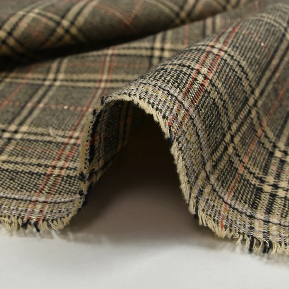 Polyviscose tissée-teinte prince-de-galles Lurex fond écru - Image 7